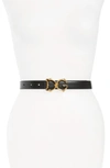 Dolce & Gabbana Dg Baroque Buckle Calfskin Leather Belt In Black