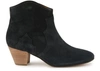 Isabel Marant Dicker Suede Ankle Boots In Faded Black