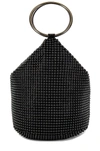 Olga Berg Bianca Ball Mesh Handle Bag In Black