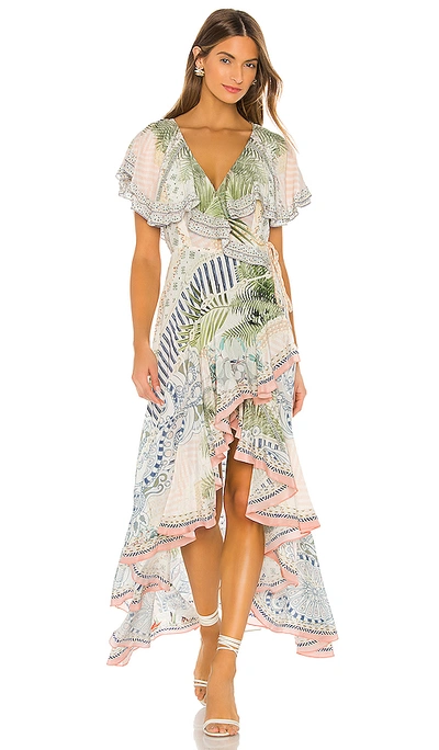 Camilla Ruffled Crystal-embellished Printed Silk-crepe Wrap Maxi Dress In Beach Shack