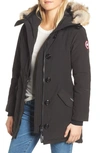 Canada Goose Rossclair Fusion Fit Genuine Coyote Fur Trim Down Parka In Black