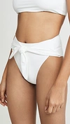 Weworewhat Riviera High-rise Tied Bikini Bottom In White
