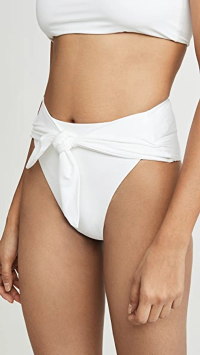Weworewhat Riviera High-rise Tied Bikini Bottom In White