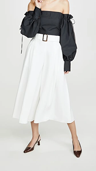 Adeam Belted Cullotte Trousers In White