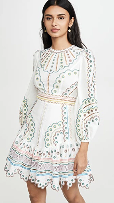 Zimmermann Peggy Broderie Anglaise Linen And Cotton-blend Mini Dress In White