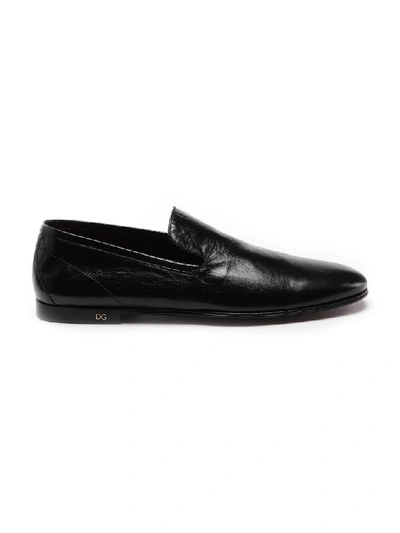 Dolce & Gabbana Acapulco Leather Slippers In Black