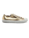 Saint Laurent Bedford Low-top Distressed Metallic Canvas Sneakers In Oro+nero