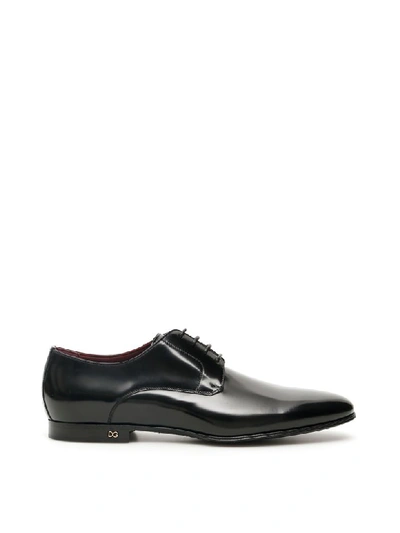 Dolce & Gabbana Brushed Leather Derby Shoes In Black