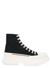 Alexander Mcqueen Alexander Mc Queen Black Canvas Tread Slick Boots In Nero Bianco