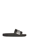 Hugo Boss Embossed Logo-strap Slides In Nero