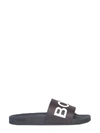 Hugo Boss Embossed Logo-strap Slides In Blu
