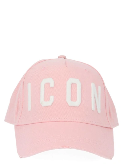 Dsquared2 Pink Gabardine Cotton Icon Baseball Cap