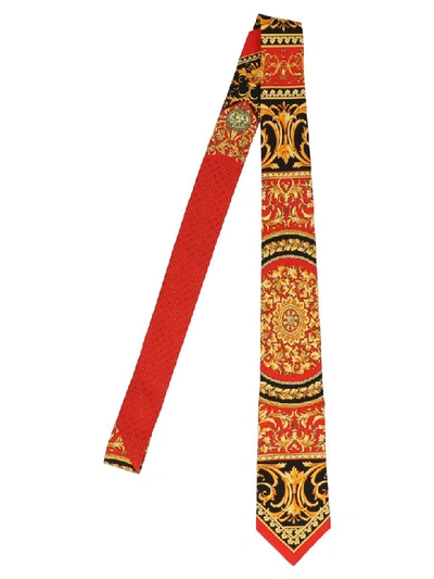 Versace Barocco-print Silk Tie In Multicolor