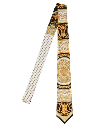 Versace 7cm Printed Silk-twill Tie In Black