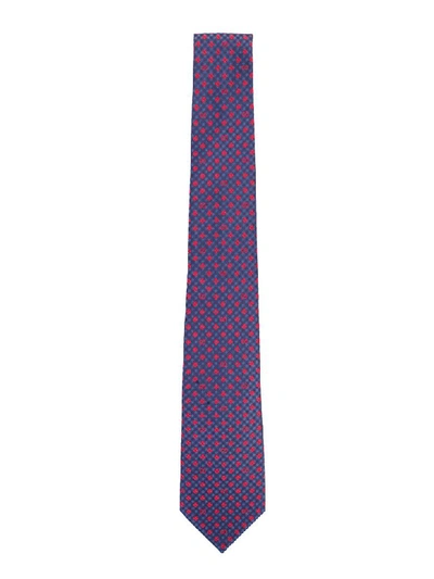 Gucci Blue Checked Silk Tie In Purple