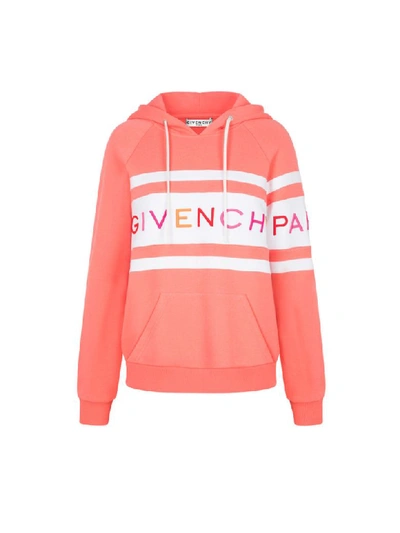 Givenchy Embroidered Logo Hoodie In Neon Pink