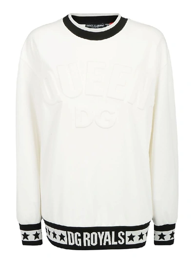 Dolce & Gabbana Logo Sweatshirt In Bianco Nero