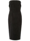 Dolce & Gabbana Woolen Fabric Pinstripe Midi Dress In Rigato (grey)
