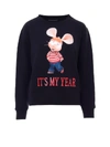 Alberta Ferretti Topo Gigio Print Cotton Sweatshirt In Black