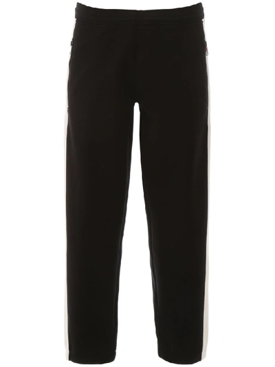 Neil Barrett Solid Color Gym Pants With Side Bands In Black,white