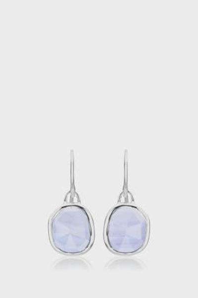 Monica Vinader Blue Lace Agate And Sterling Silver Siren Wire Earrings In Silver/ Blue Lace Agate