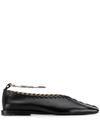 Jil Sander Black Whipstitch Anklet Ballerina Flats