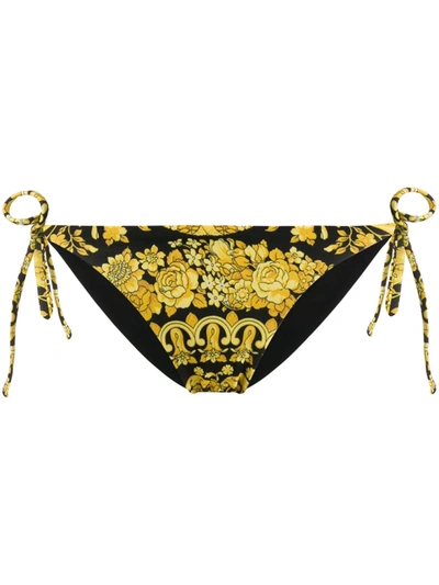 Versace Acanthus-print Low-rise Bikini Briefs In Black