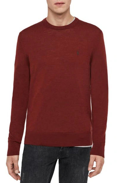 Allsaints Mode Slim Fit Merino Wool Sweater In Maroon Red