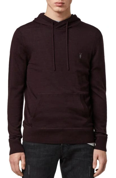 Allsaints Mode Merino Wool Hoodie In Mahogony Red Marl