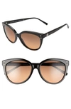 Michael Kors 55mm Gradient Cat Eye Sunglasses In Black/ Brown Gradient