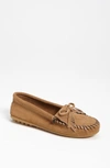 Minnetonka Women's Kilty Moccasin Flats Women's Shoes In Taupe Suede
