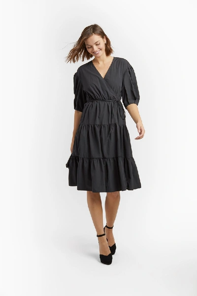 Rebecca Minkoff Mary Puff-sleeve Flare Dress In Black