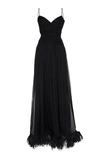 RASARIO WOMEN'S EXCLUSIVE FEATHER-EMBELLISHED SILK-CHIFFON GOWN,778690