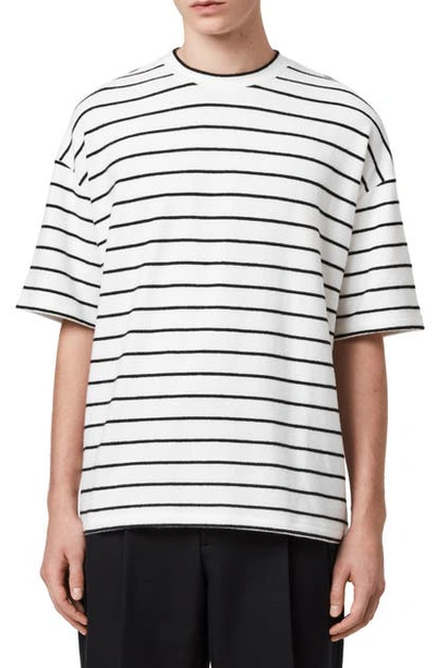 Allsaints Tobias Stripe Long Sleeve T-shirt In White/ Black