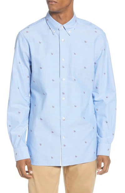 Tommy Hilfiger Regular Fit Logo Button-down Shirt In Blue