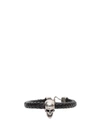 Alexander Mcqueen Men's Studded Skull Rubber Cord Bracelet In Nero