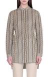 AKRIS TWEED PRINT HIGH/LOW WOOL TUNIC,616903020989