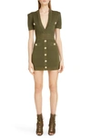 BALMAIN BUTTON DETAIL SWEATER MINIDRESS,TF16125K043