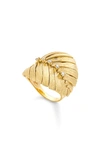 Hueb 18k Yellow Gold Bahia Diamond Leaf Frond Statement Ring In Diamond