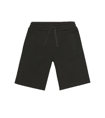 Dolce & Gabbana Kids' Logo Tag Cotton Sweat Shorts In Black