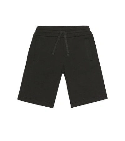 Dolce & Gabbana Logo Tag Cotton Sweat Shorts In Black