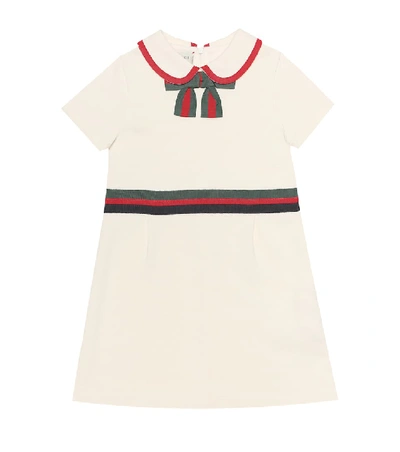 Gucci Babies' Web-detail Jersey Dress In White