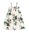 Dolce & Gabbana Girl's Tropical Rose Shirred Dress, Size 8-12 In White