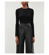 Theory Round-neck Ribbed Wool-blend Jumper In Black