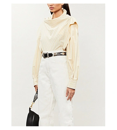 Isabel Marant Welly Asymmetric Striped Cotton And Silk-blend Top In Ivory