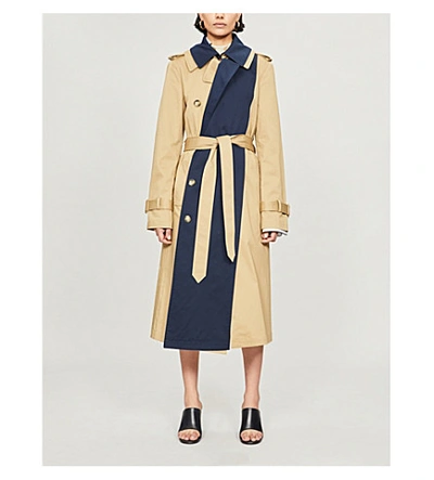 Monse Double-collar Contrast Stretch-cotton Trench Coat In Neutral