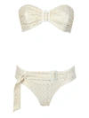 LISA MARIE FERNANDEZ BUCKLE BANDEAU BIKINI SET, GOLD,CORE247B