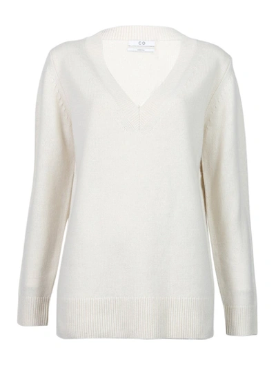 Co Essentials Wool & Cashmere Boyfriend Sweater In White