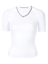 ALEXANDER WANG RIBBED TEE WITH CHAIN NECKLACE IVORY,1KC1201099