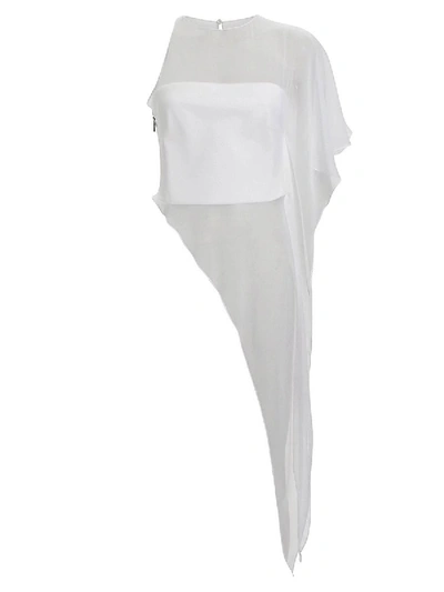 Cushnie Asymmetric Layered Silk-chiffon And Cady Top In White